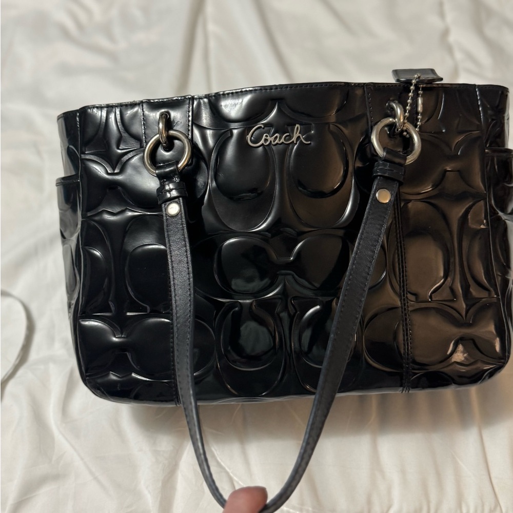 Coach Black Patent Leather Tote Bag - Picture 8 of 12